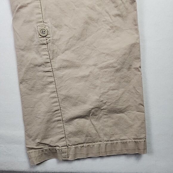 Style & Co Womens 14 Khaki Embroidered Roll Tab Hem Capri Pant Capri Drawstring - Picture 7 of 12